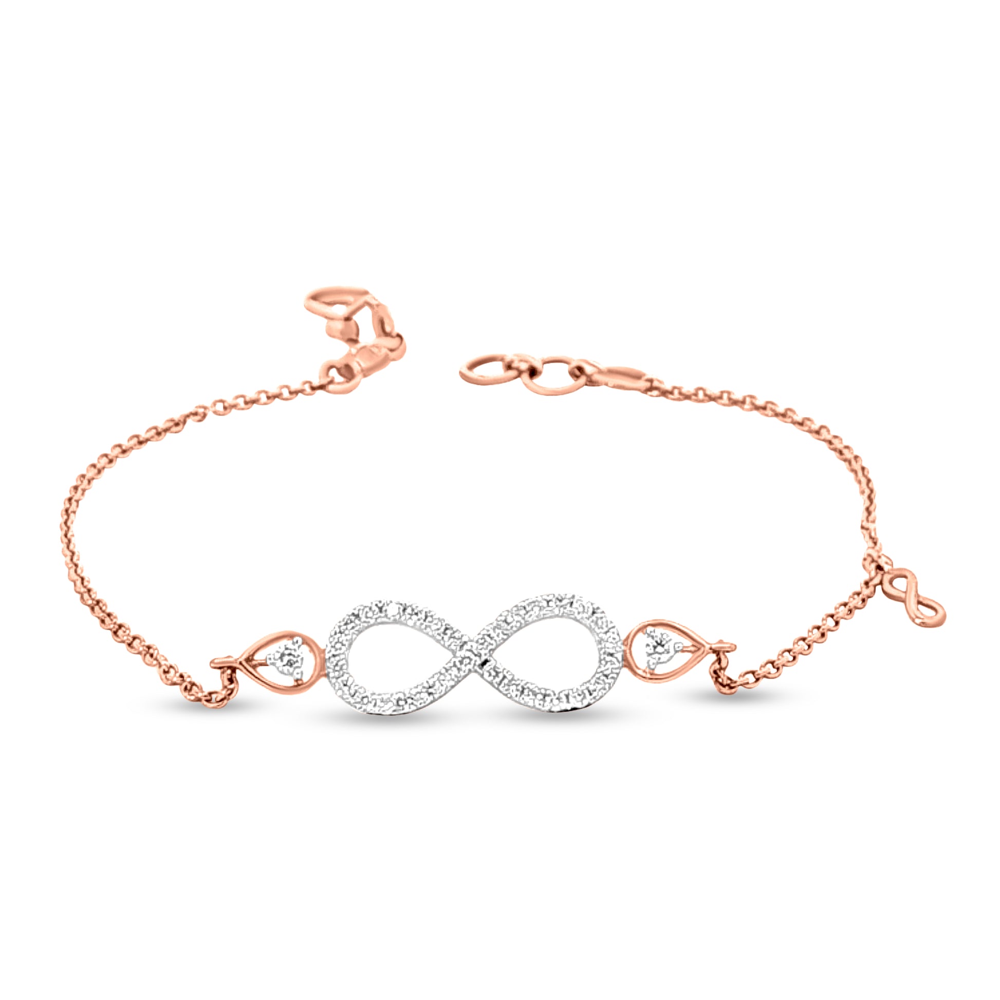 18k Rose Gold Chain Infinity Diamond Bracelet