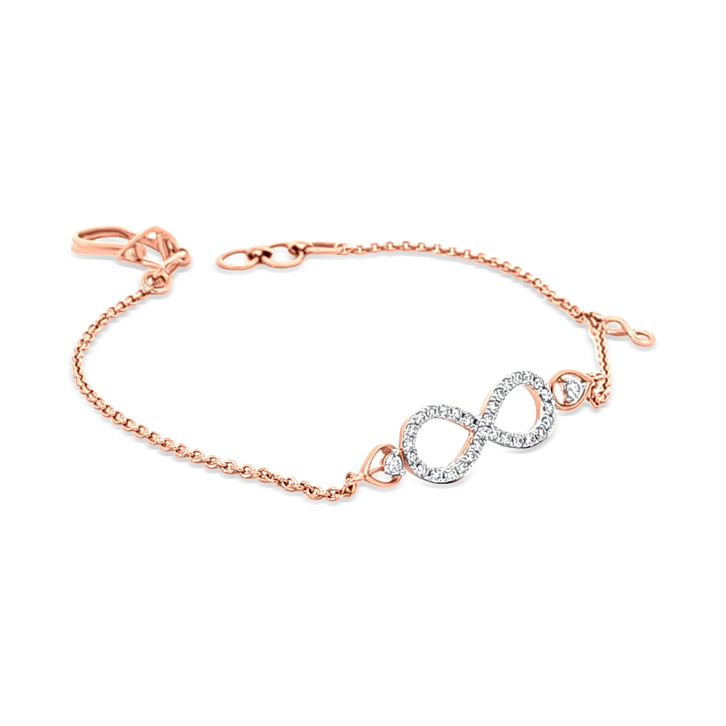 18k Rose Gold Chain Infinity Diamond Bracelet