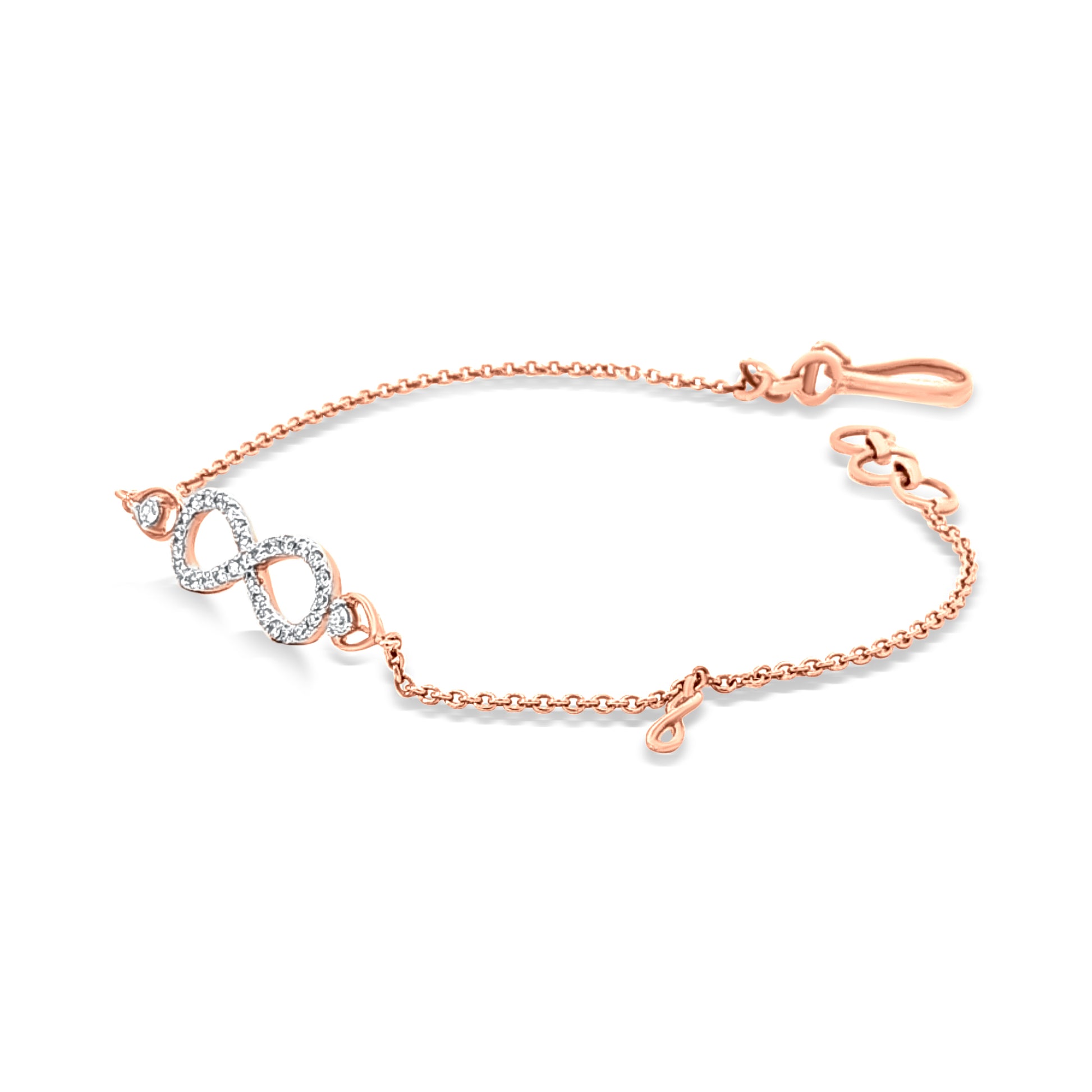 18k Rose Gold Chain Infinity Diamond Bracelet