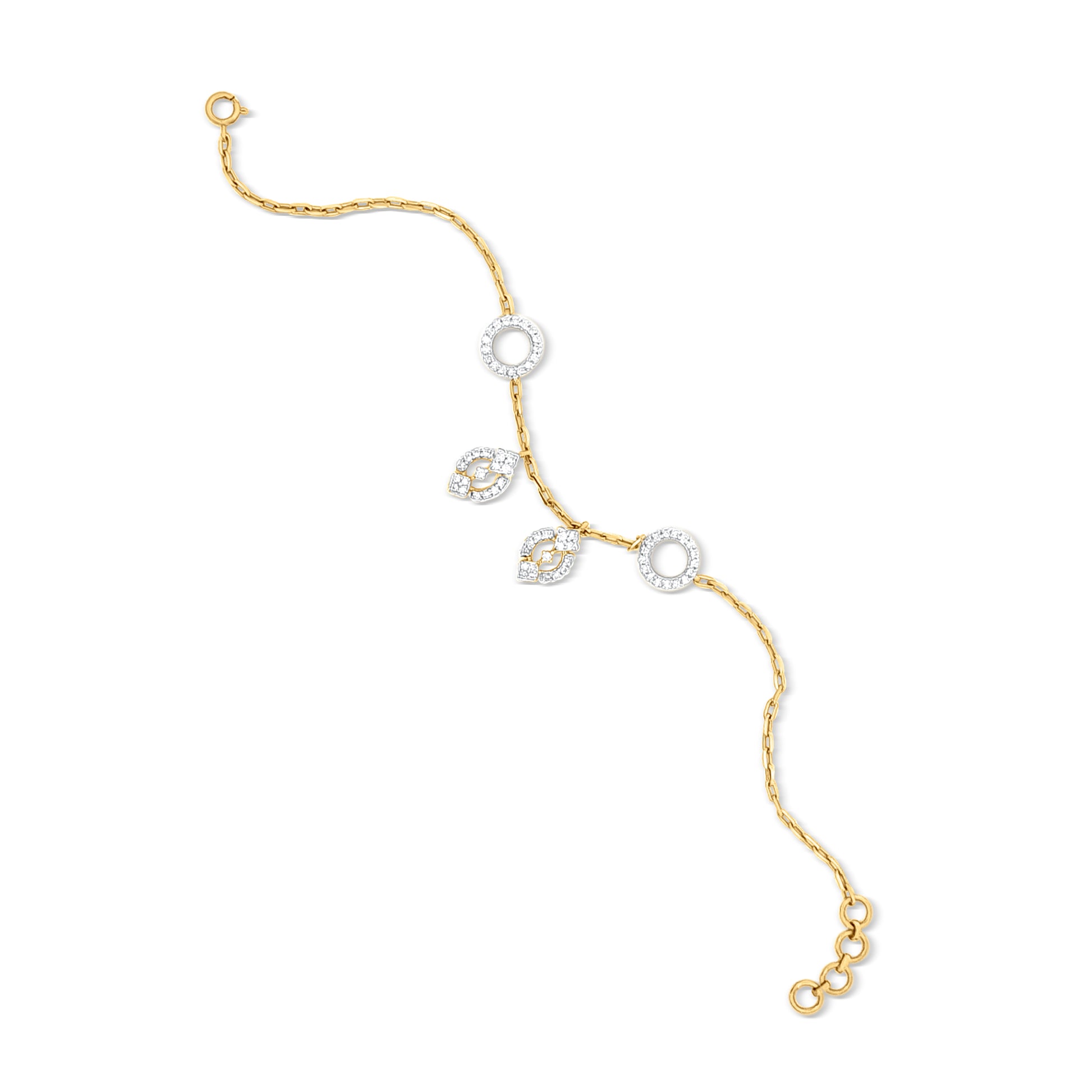 18k Gold Chain Diamond Bracelet with Spring Lock