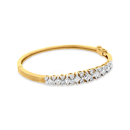 Gold Bangle with Unique Clasp and Diamond Embellishments