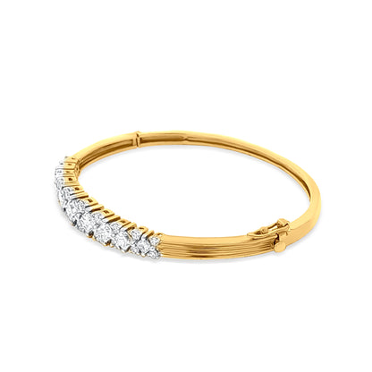 Gold Bangle with Unique Clasp and Diamond Embellishments