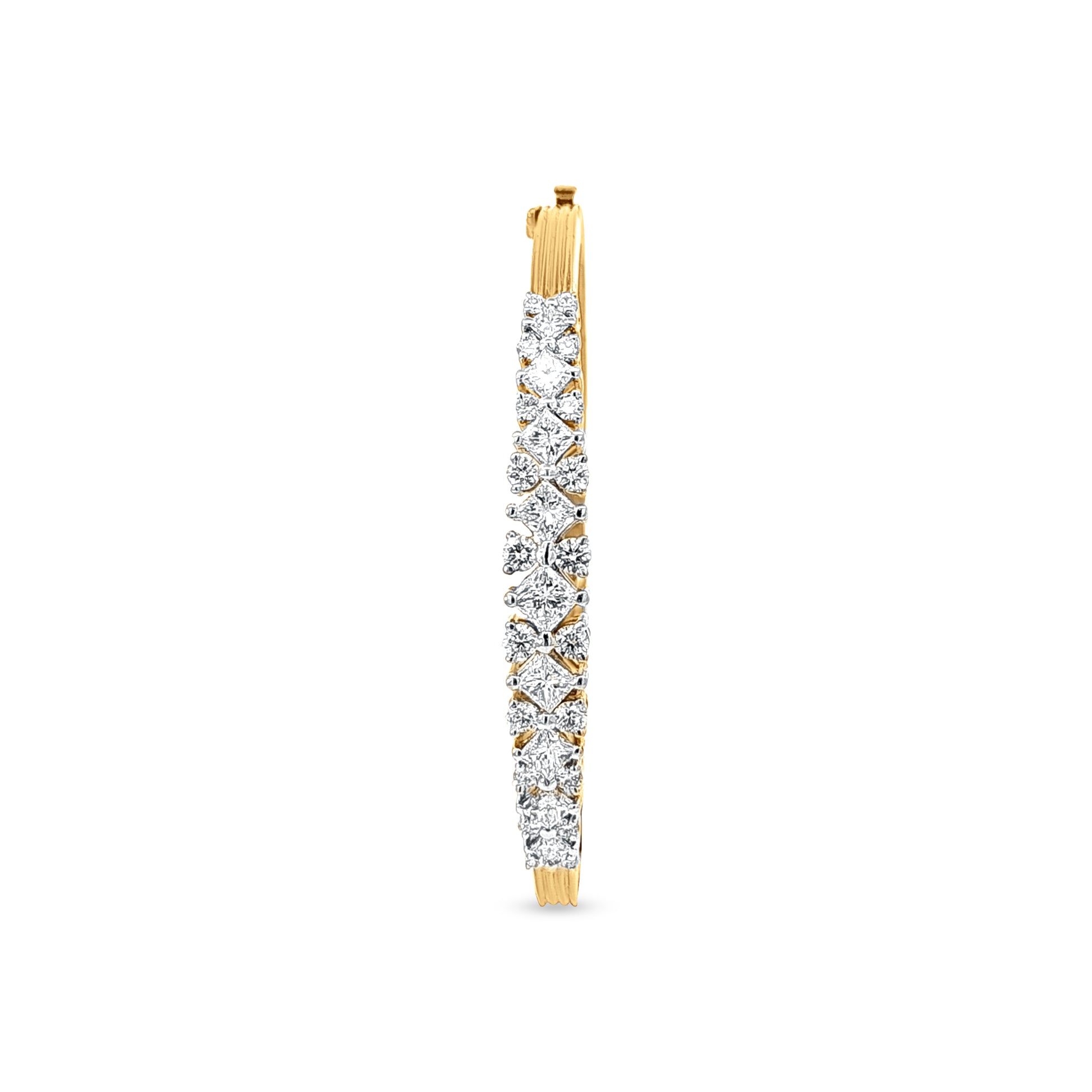 Gold Bangle with Unique Clasp and Diamond Embellishments