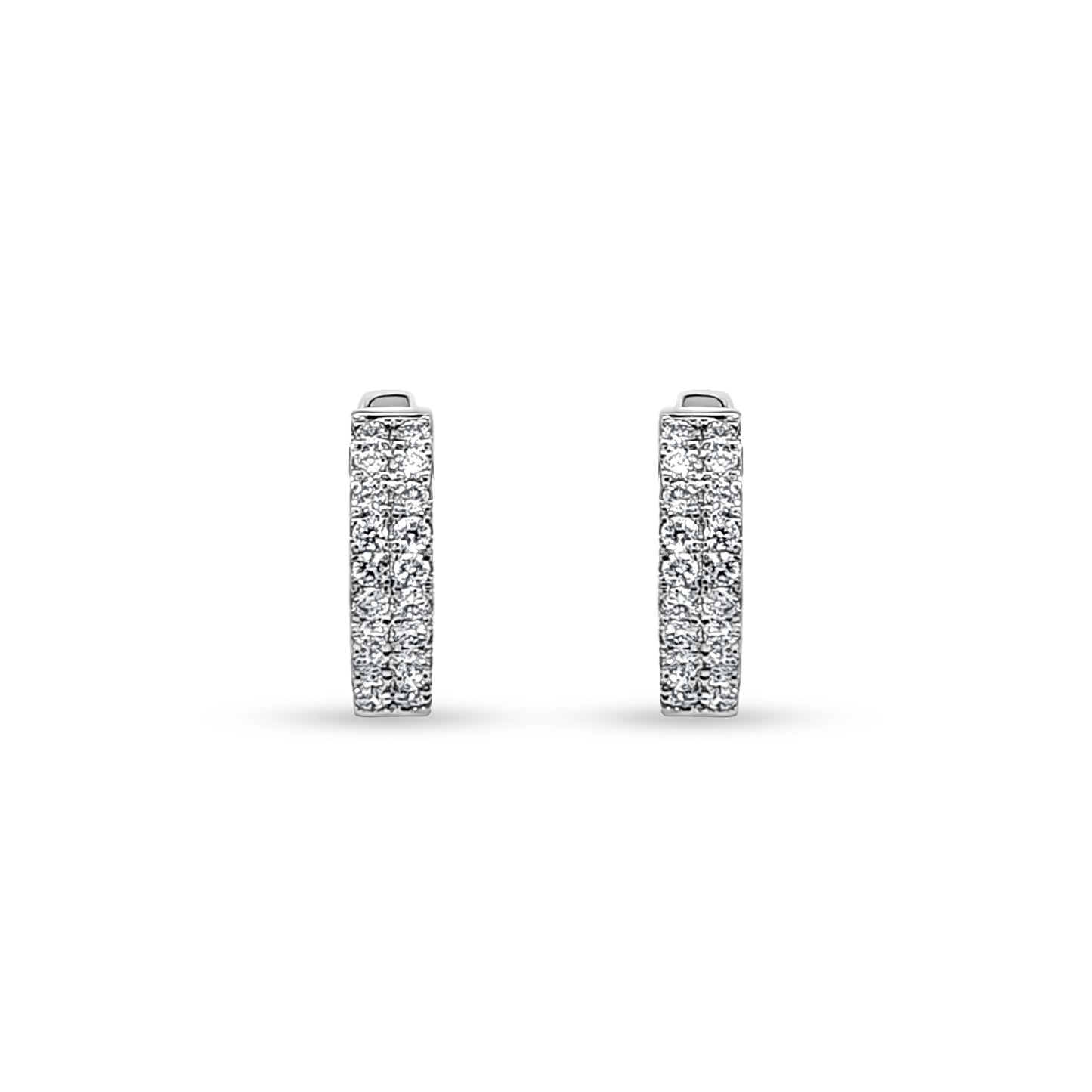 14K White Gold Diamond Huggie Hoop Earrings