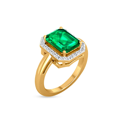 18K Gold 1.20 Carat Emerald and Diamond Ring