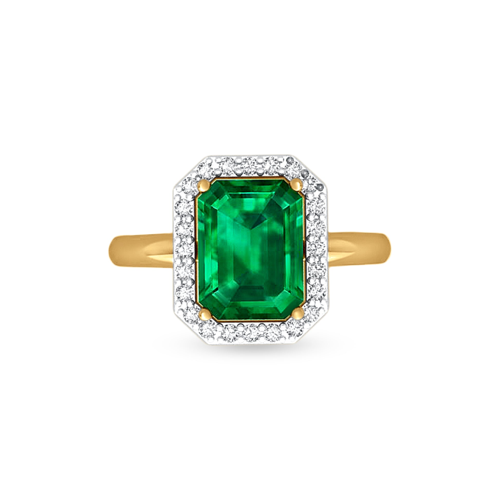 18K Gold 1.20 Carat Emerald and Diamond Ring