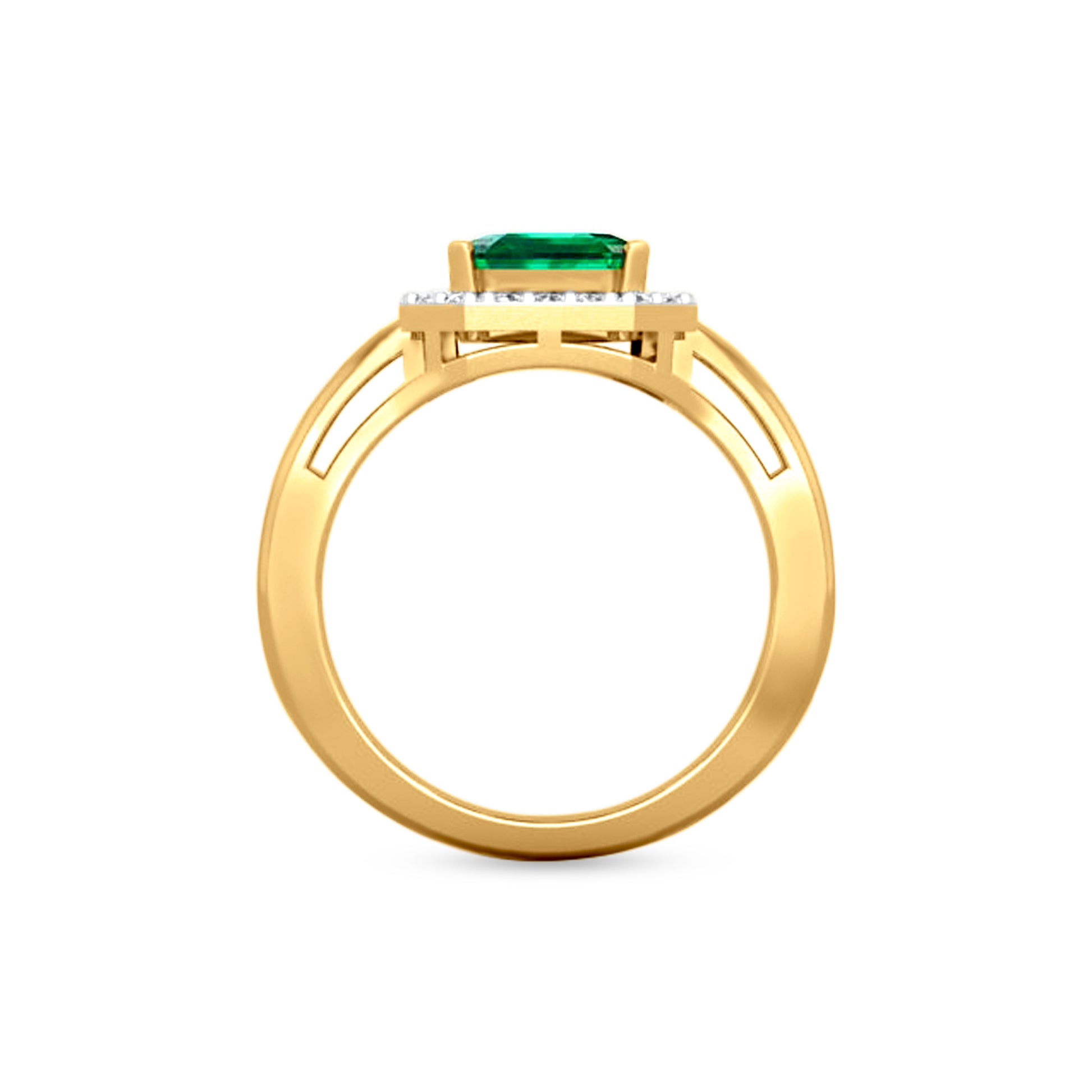 18K Gold 1.20 Carat Emerald and Diamond Ring