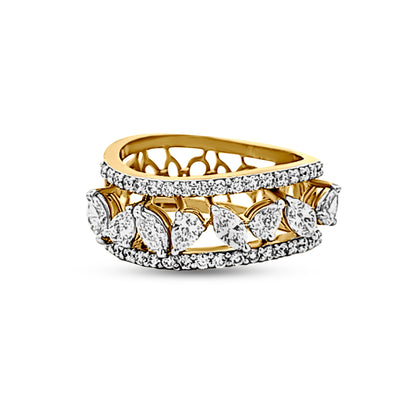 18k Gold Double Shank Diamond Ladies Ring