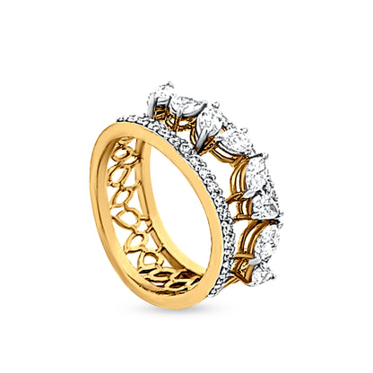 18k Gold Double Shank Diamond Ladies Ring