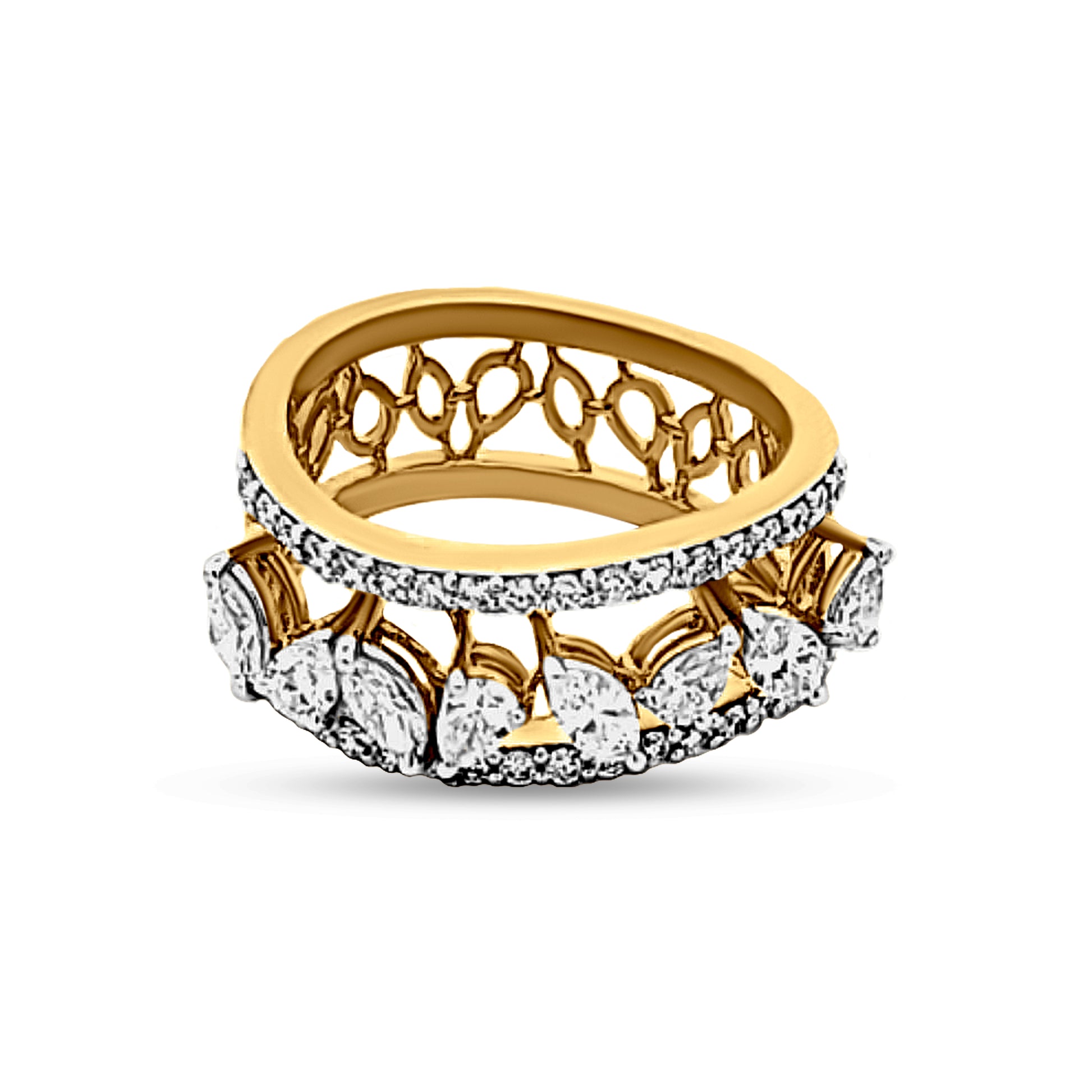 18k Gold Double Shank Diamond Ladies Ring