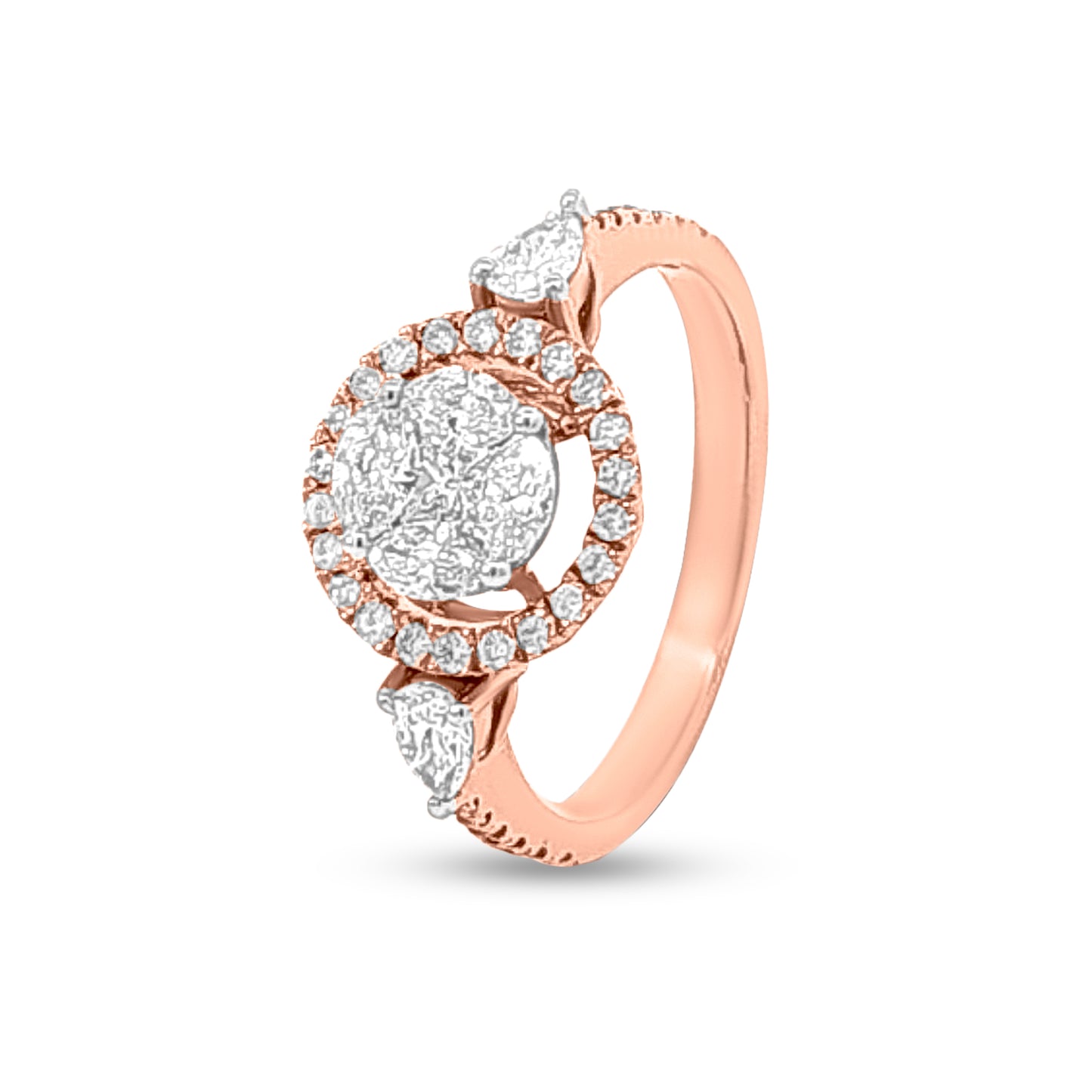 18k Rose Gold Halo Diamond Ring