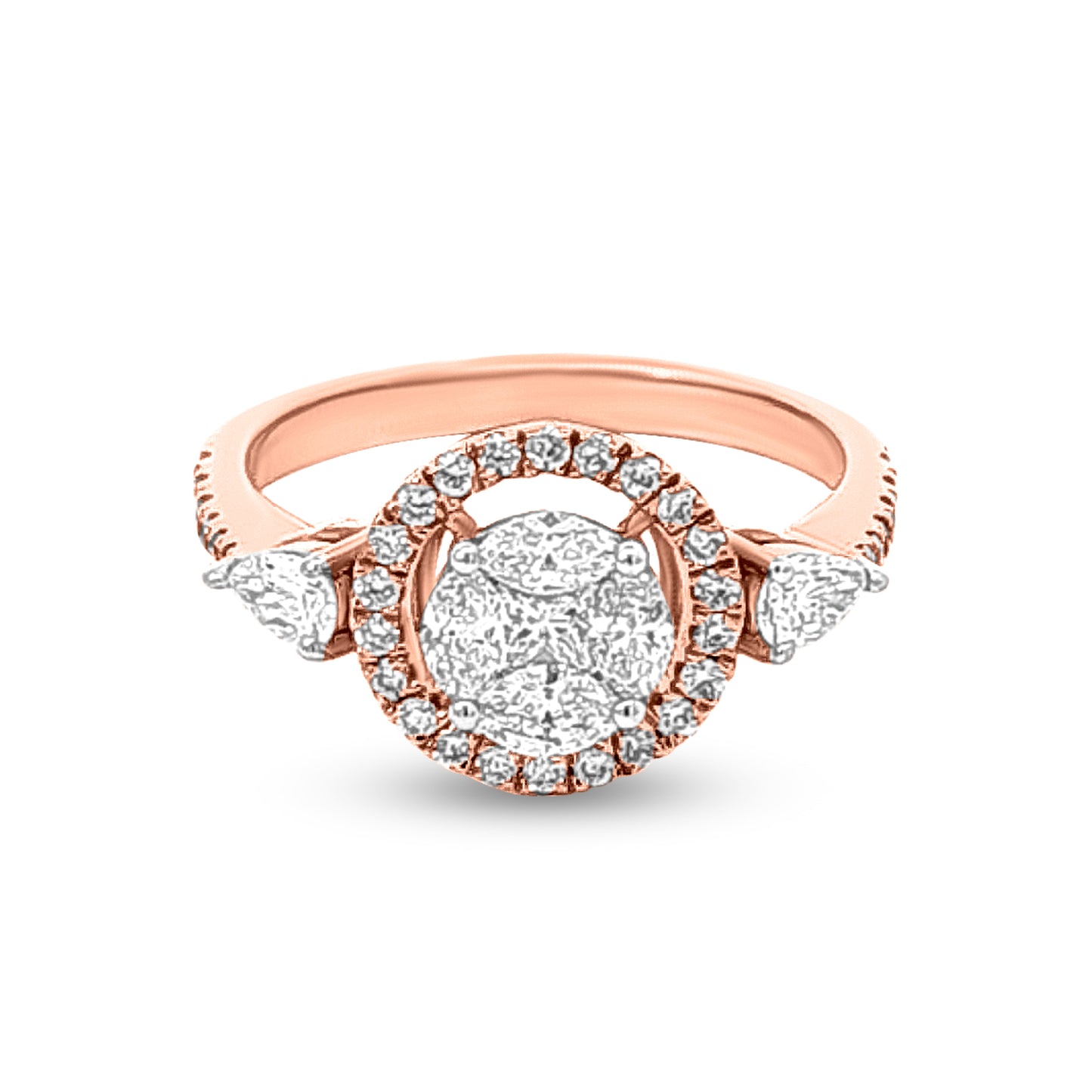 18k Rose Gold Halo Diamond Ring