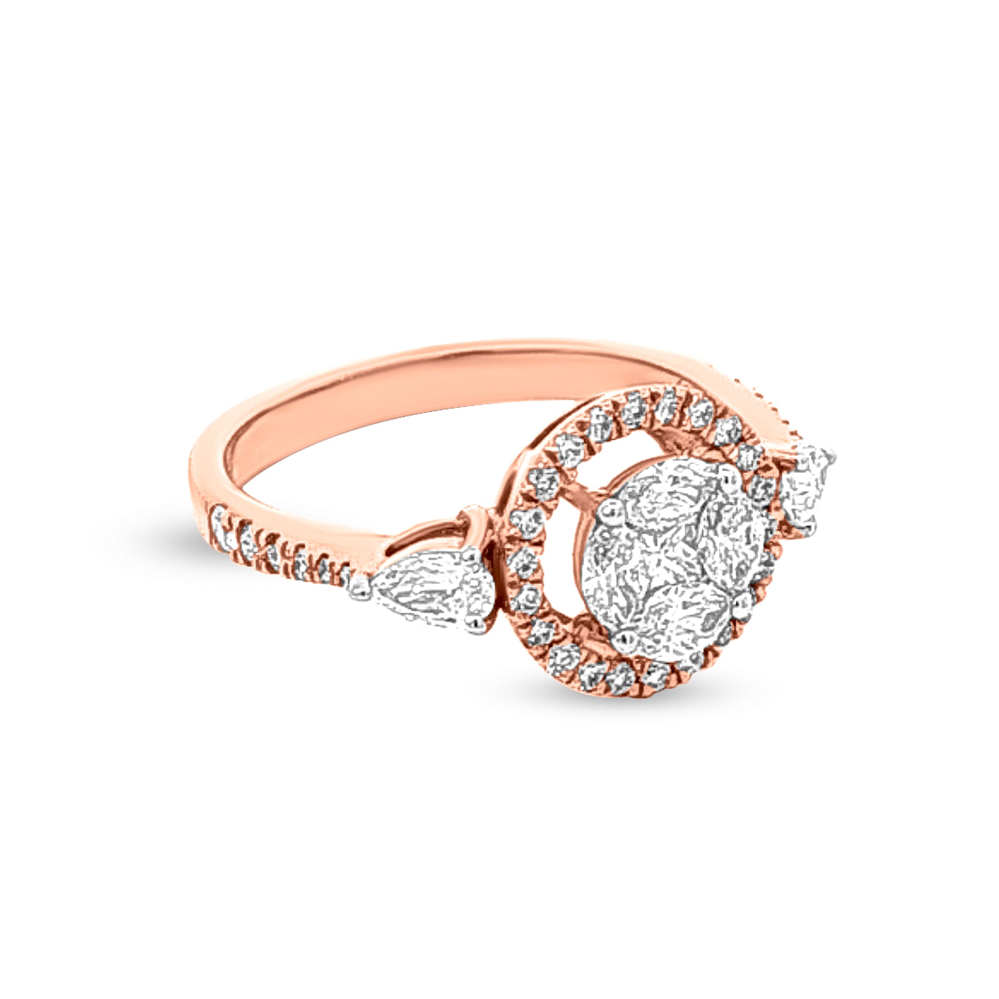 18k Rose Gold Halo Diamond Ring