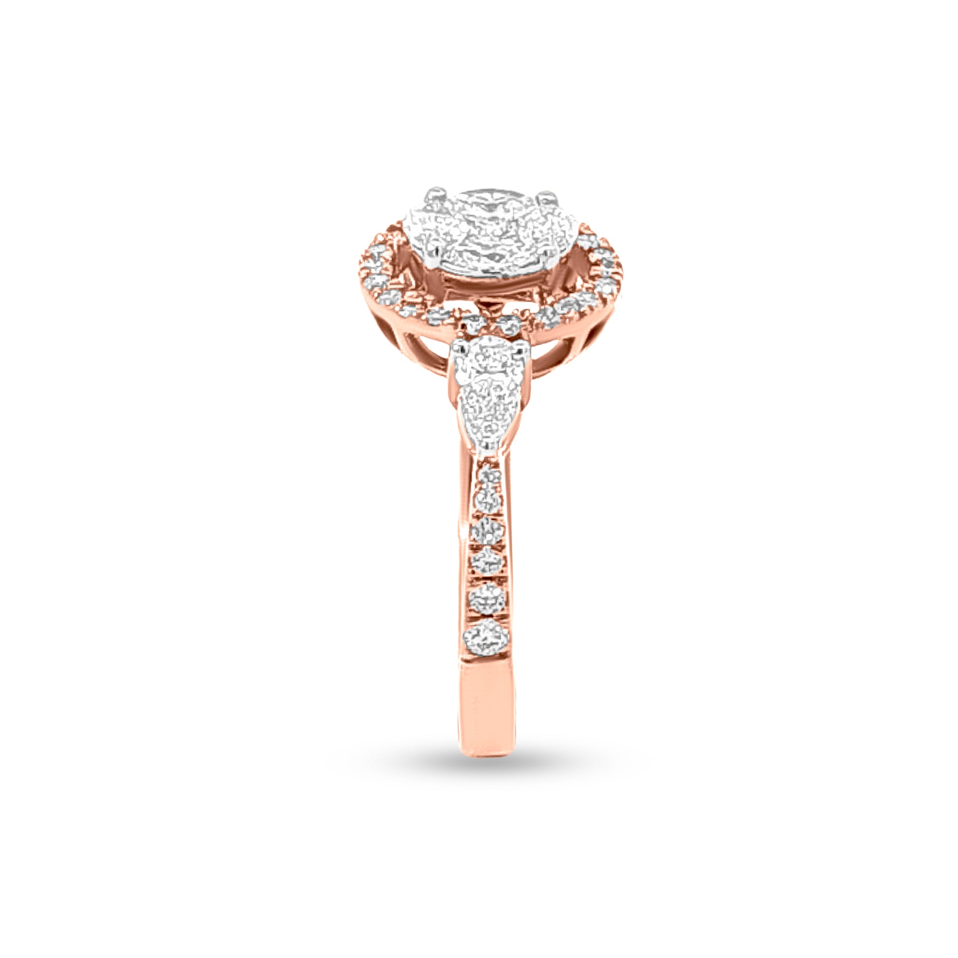 18k Rose Gold Halo Diamond Ring