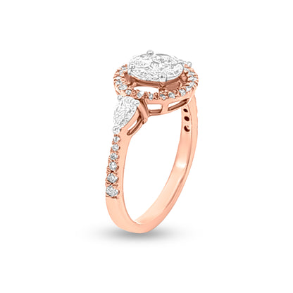 18k Rose Gold Halo Diamond Ring