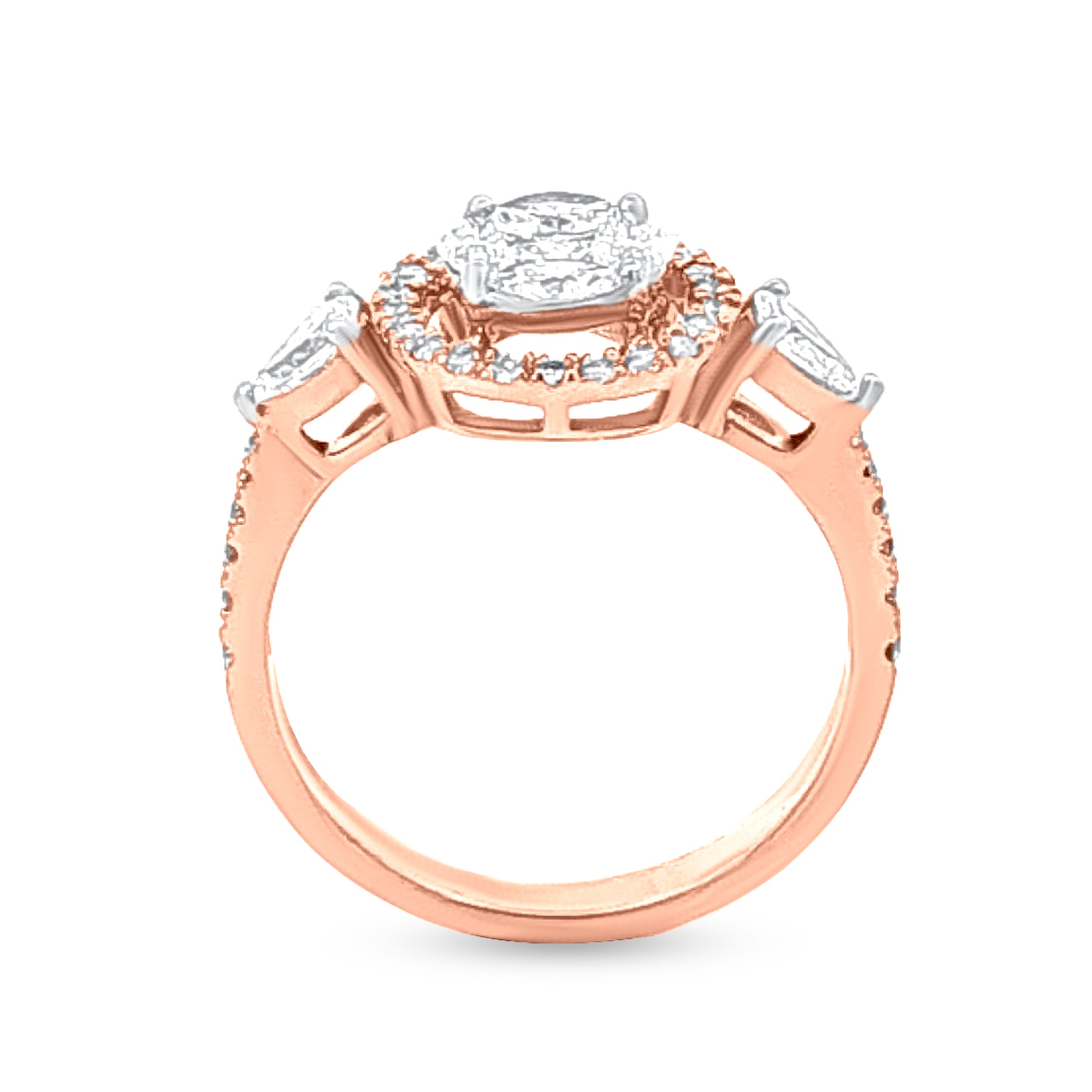 18k Rose Gold Halo Diamond Ring