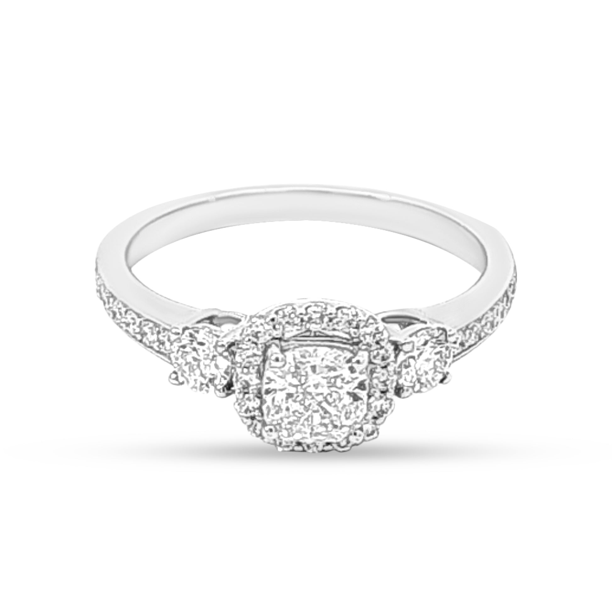 Pure White Gold Cushion Cut Diamond Ring