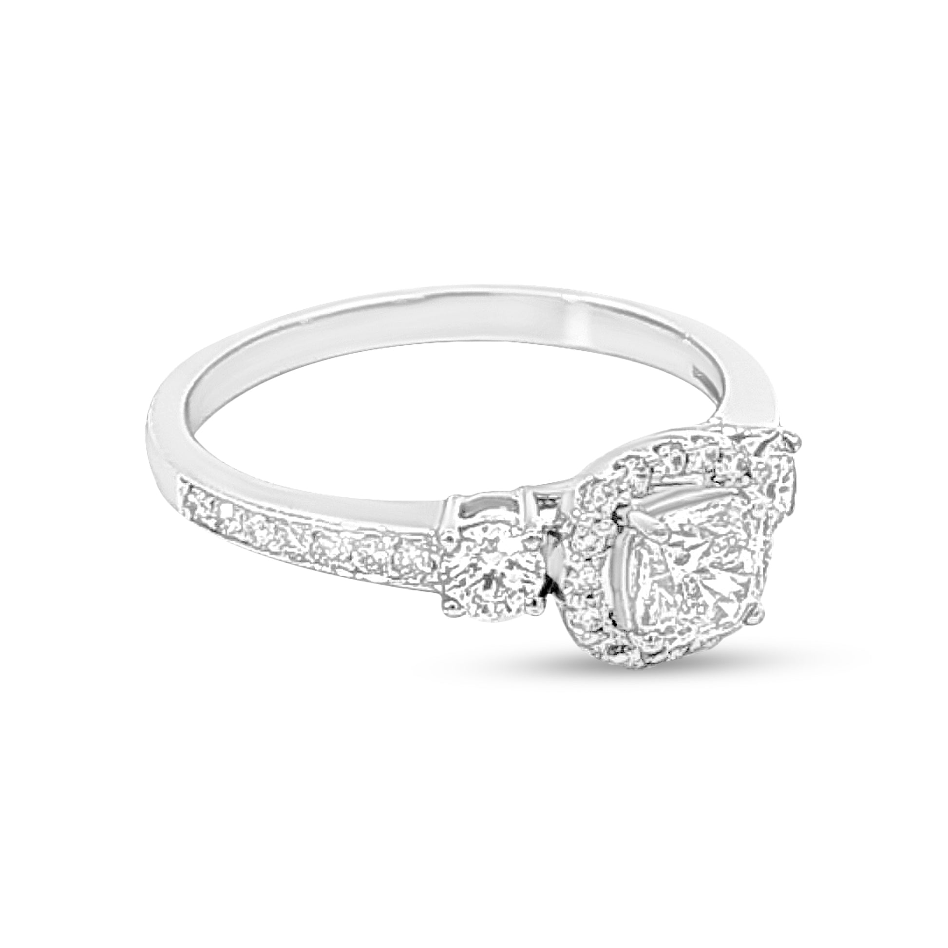 Pure White Gold Cushion Cut Diamond Ring