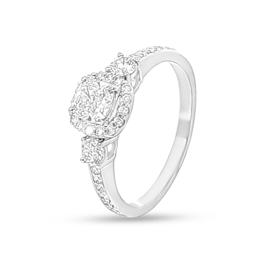 Pure White Gold Cushion Cut Diamond Ring