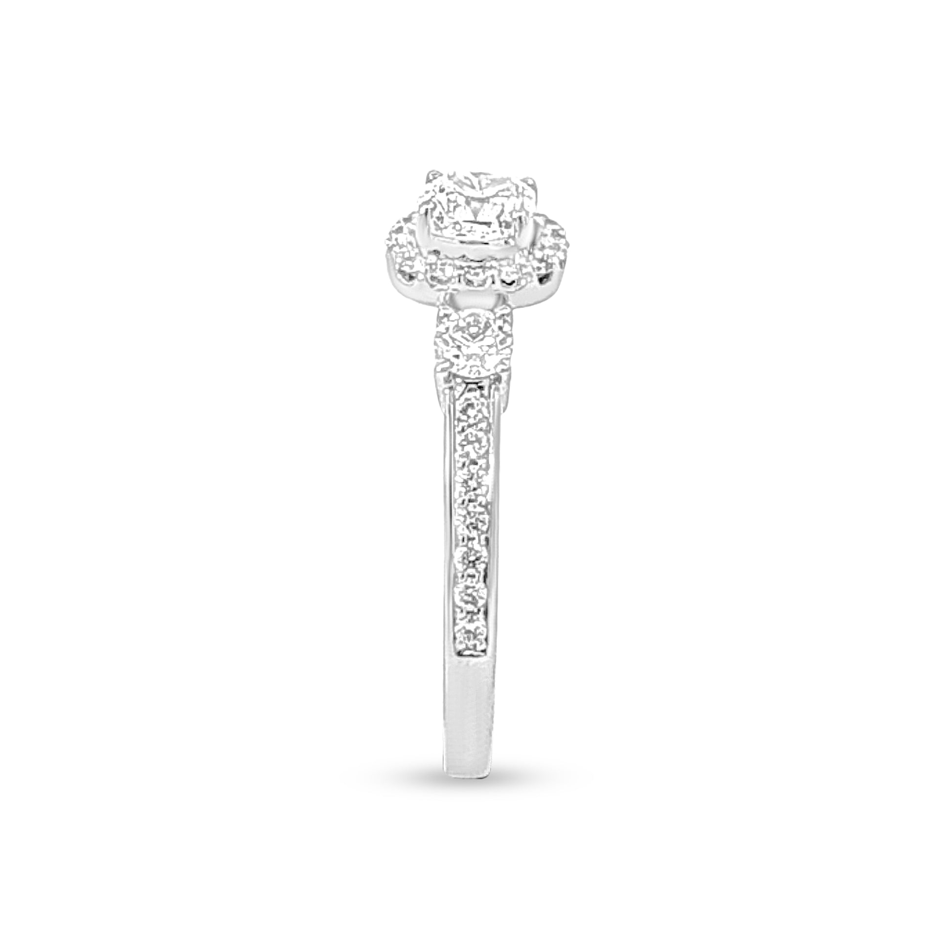 Pure White Gold Cushion Cut Diamond Ring