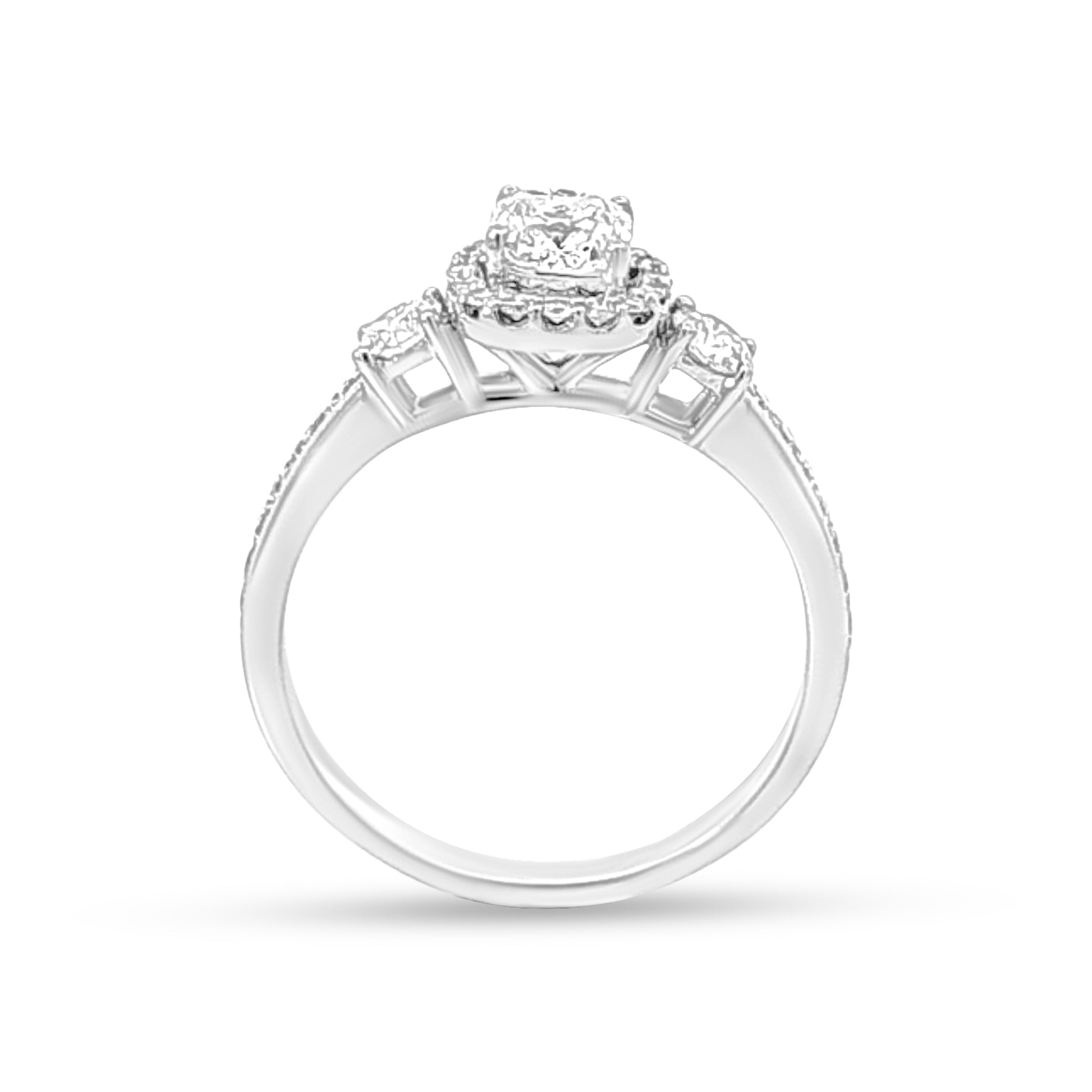 Pure White Gold Cushion Cut Diamond Ring