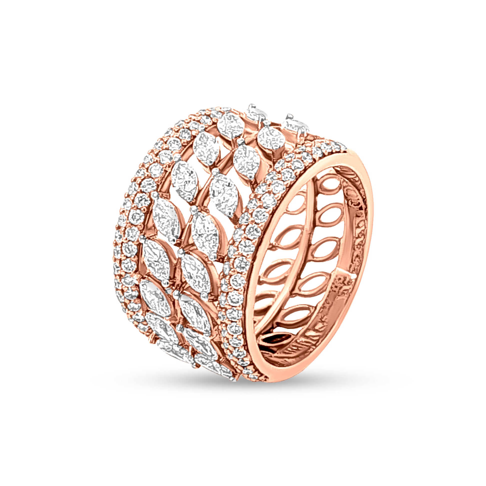 18k Rose Gold Big Womens Band Roller Ring