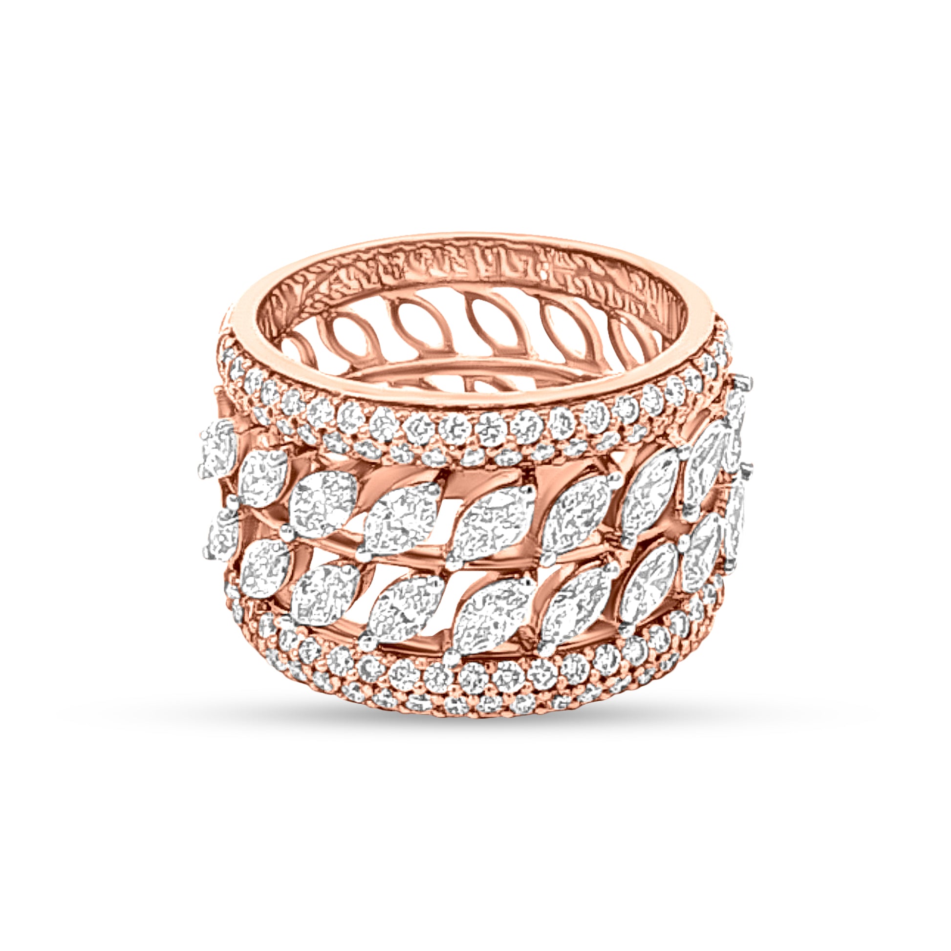 18k Rose Gold Big Womens Band Roller Ring