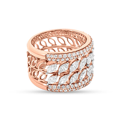 18k Rose Gold Big Womens Band Roller Ring