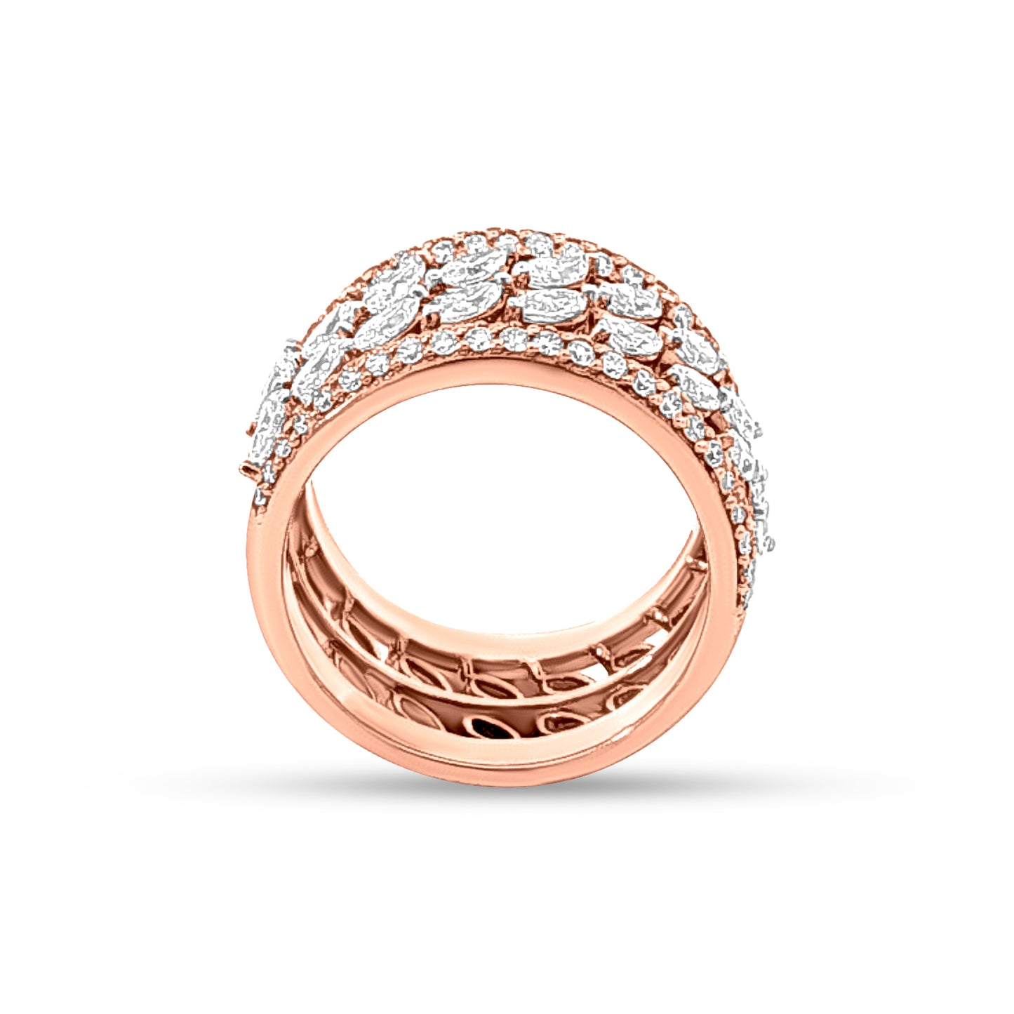 18k Rose Gold Big Womens Band Roller Ring