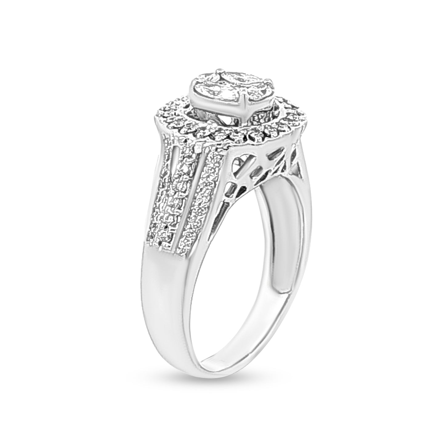 Samayras 18k White Gold Halo Wedding Diamond Ring