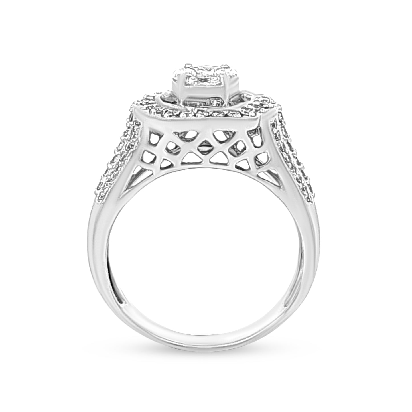 Samayras 18k White Gold Halo Wedding Diamond Ring