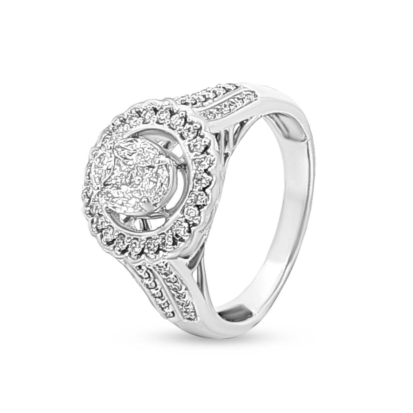 Samayras 18k White Gold Halo Wedding Diamond Ring