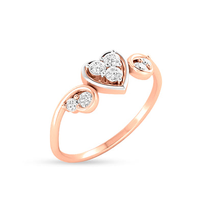 18K Rose Gold Heart Design Diamond Engagement Ring