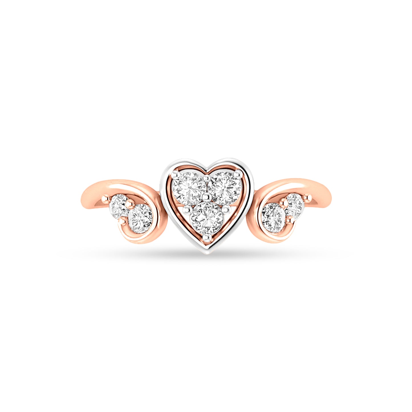 18K Rose Gold Heart Design Diamond Engagement Ring