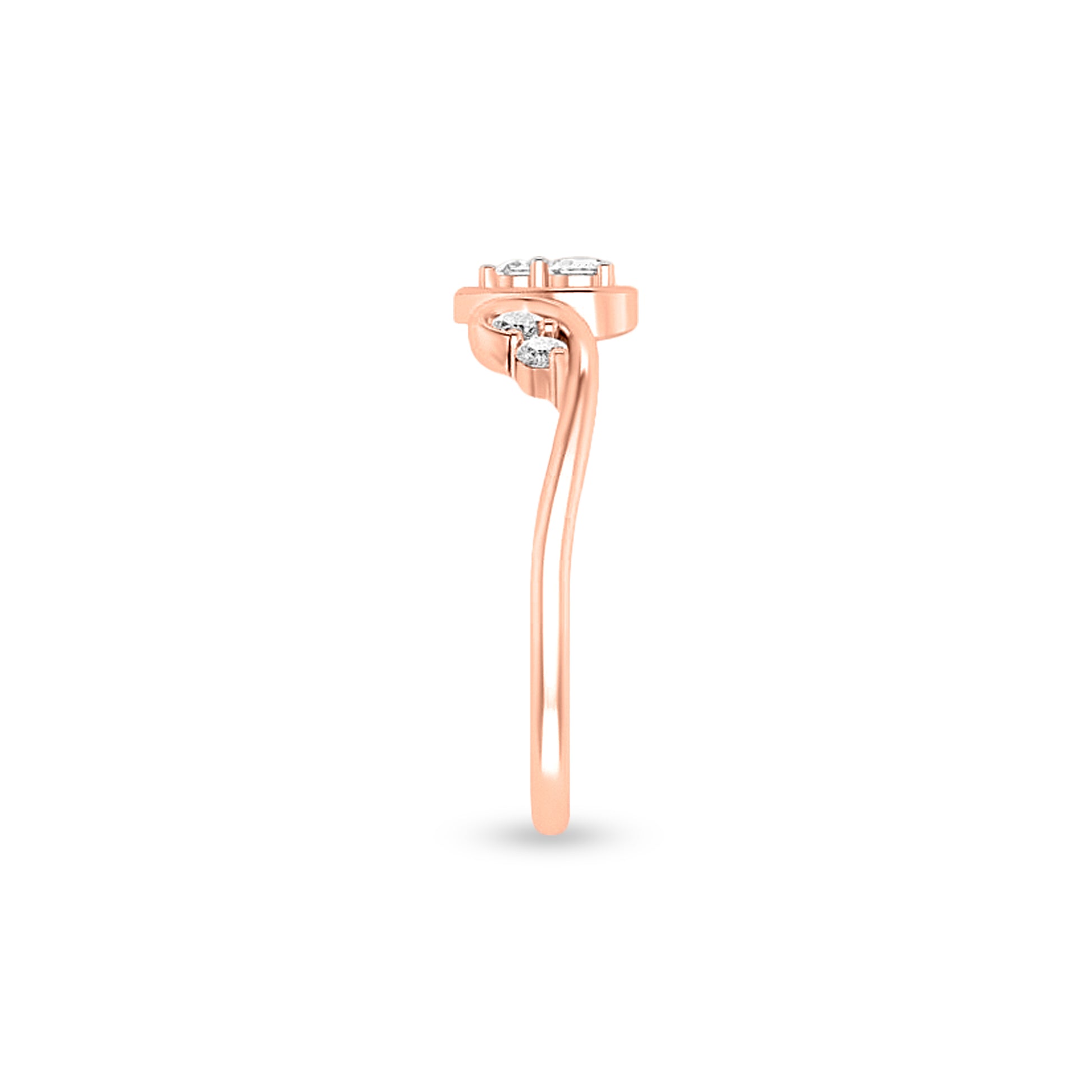 18K Rose Gold Heart Design Diamond Engagement Ring