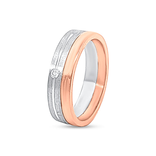 Shyanas 18k Rose Gold Platinum Solitaire Band