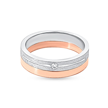 Shyanas 18k Rose Gold Platinum Solitaire Band