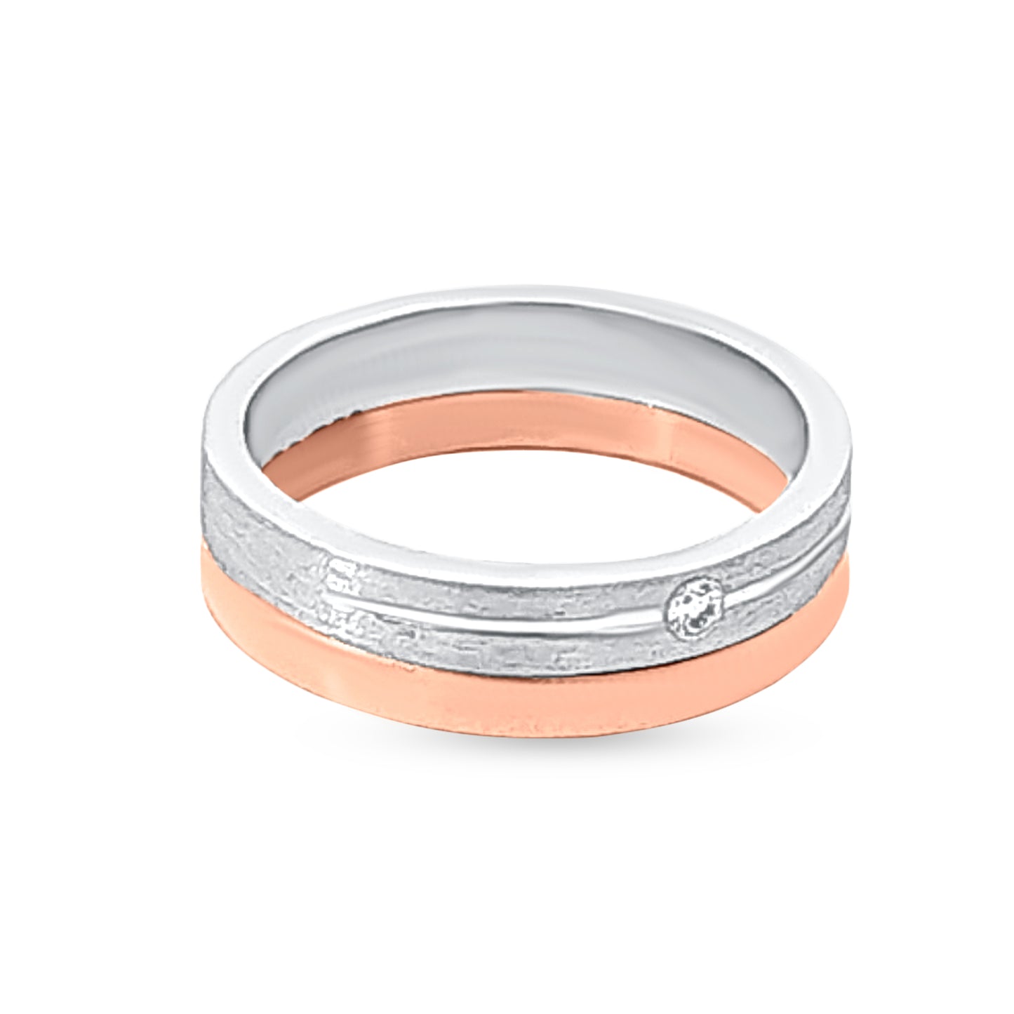 Shyanas 18k Rose Gold Platinum Solitaire Band