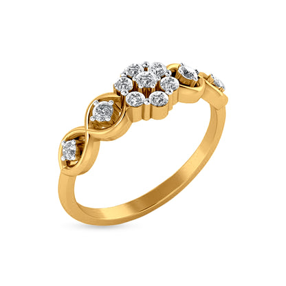 18K Gold Floral Diamond Ladies Ring