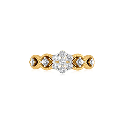 18K Gold Floral Diamond Ladies Ring