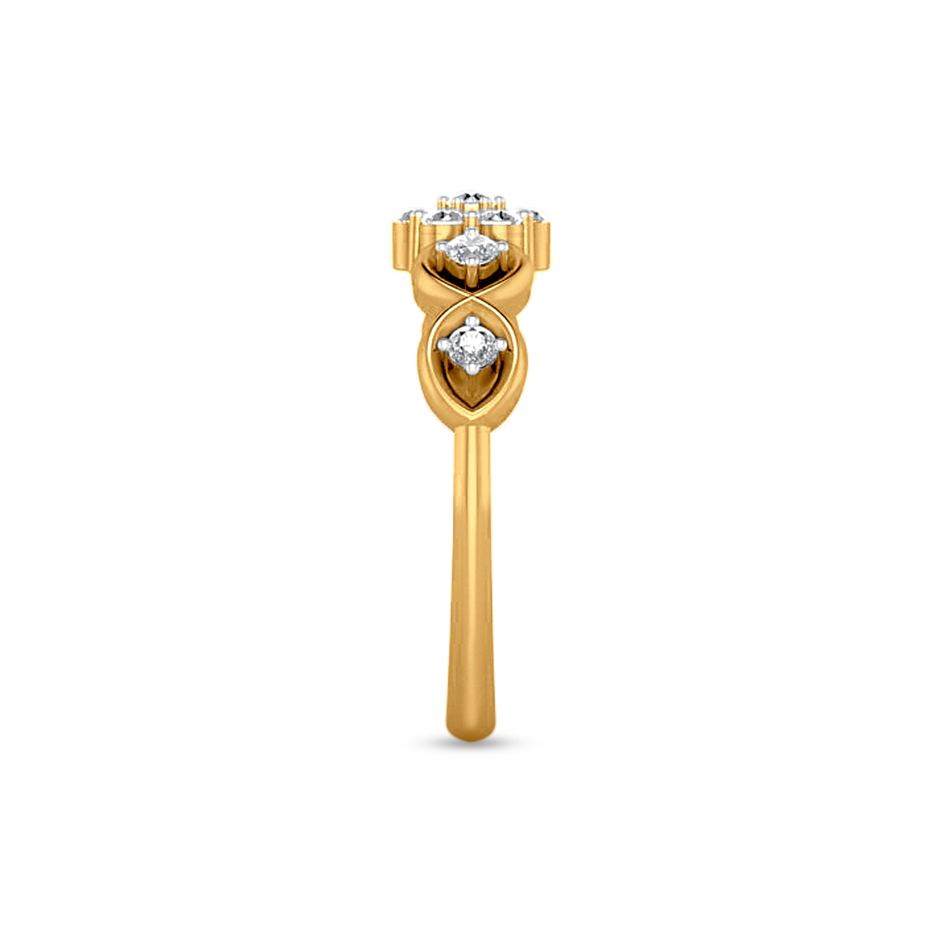 18K Gold Floral Diamond Ladies Ring