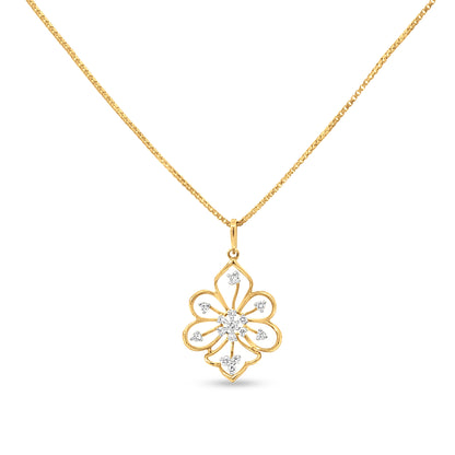 18k Gold Pan Leaves Diamond Pendant Necklace Set