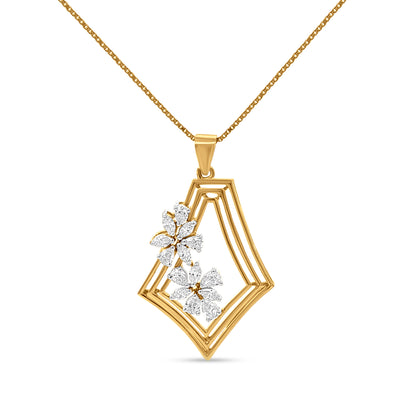 18k Gold Marquise Diamond Earrings and Pendant Necklace Set