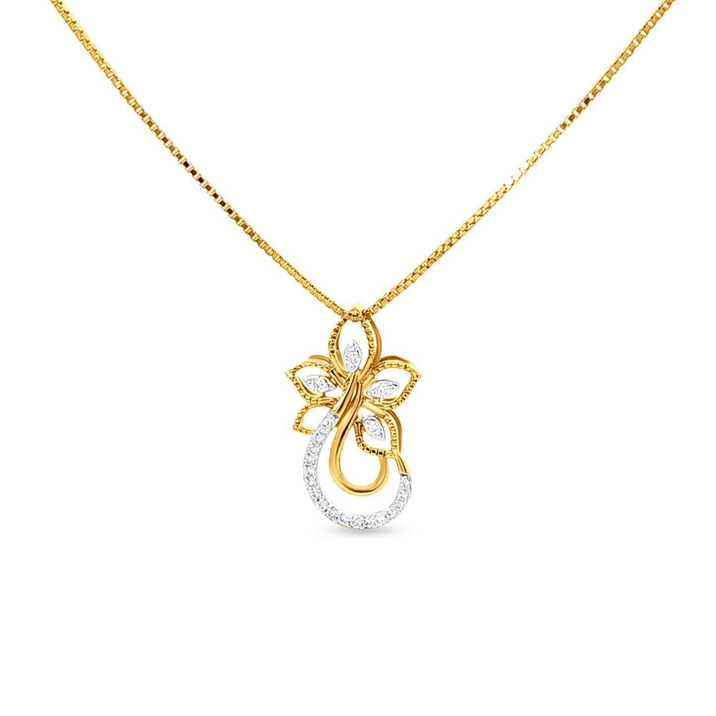 18k Gold Diamond Pendant Necklace Set