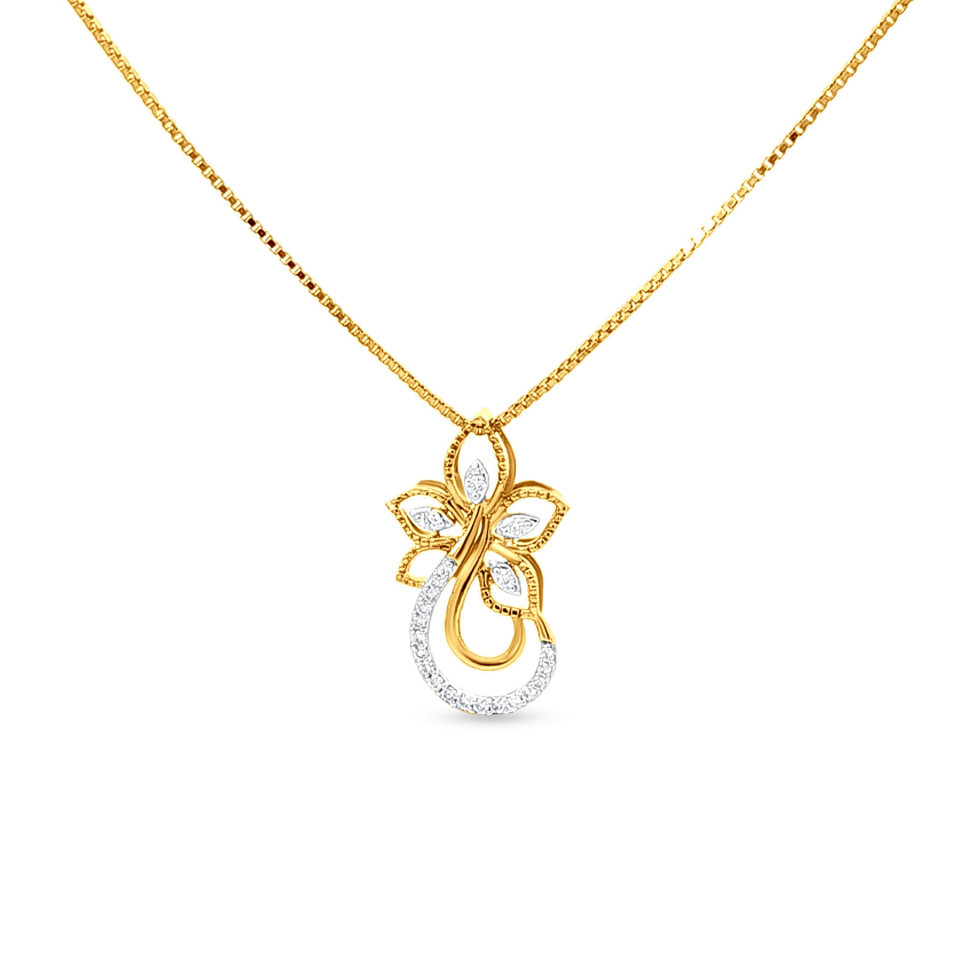 18k Gold Diamond Pendant Necklace Set