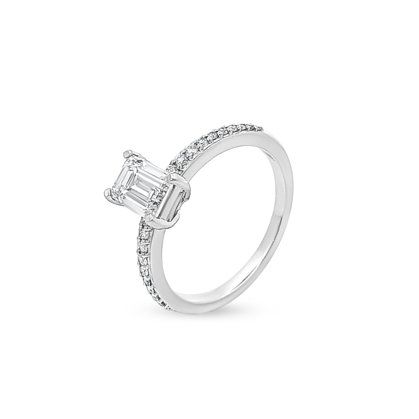 Samira - 14K White Gold Emerald-cut Diamond Ring