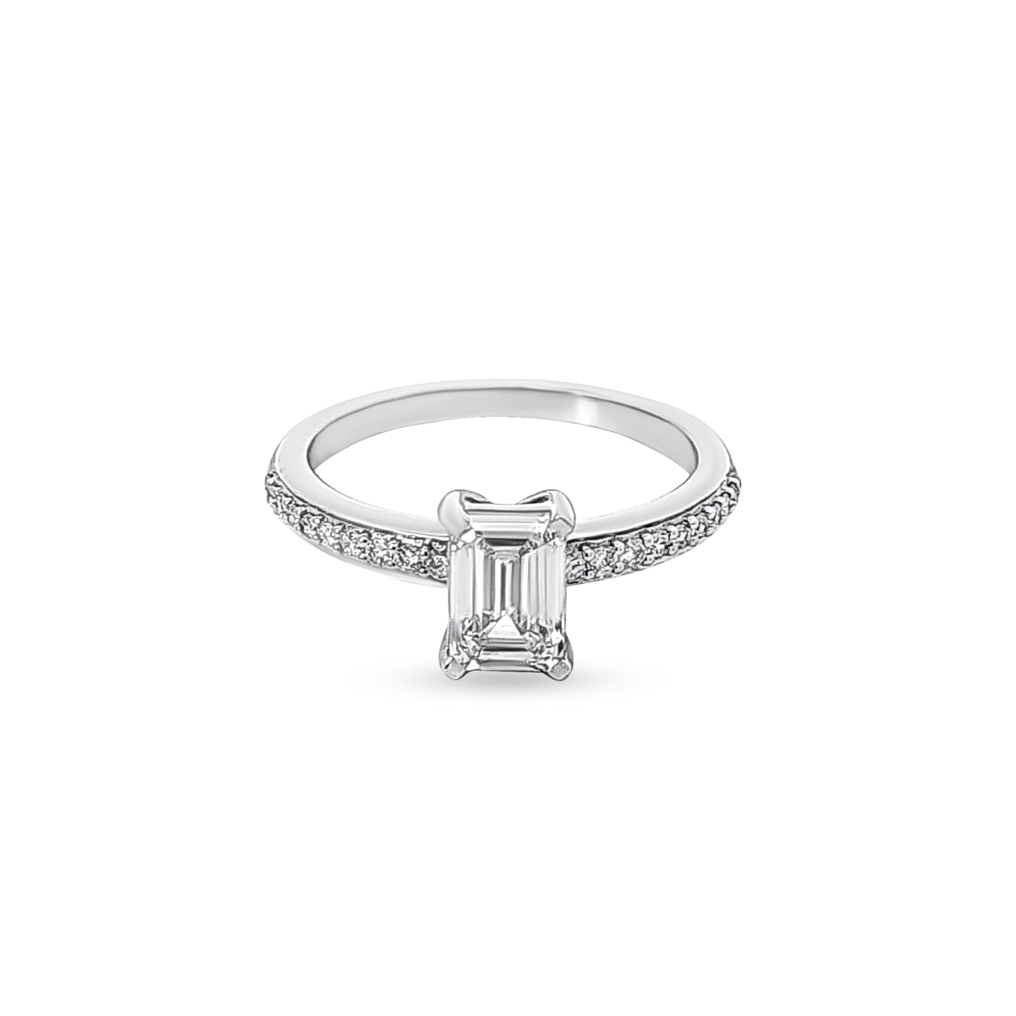 Samira - 14K White Gold Emerald-cut Diamond Ring