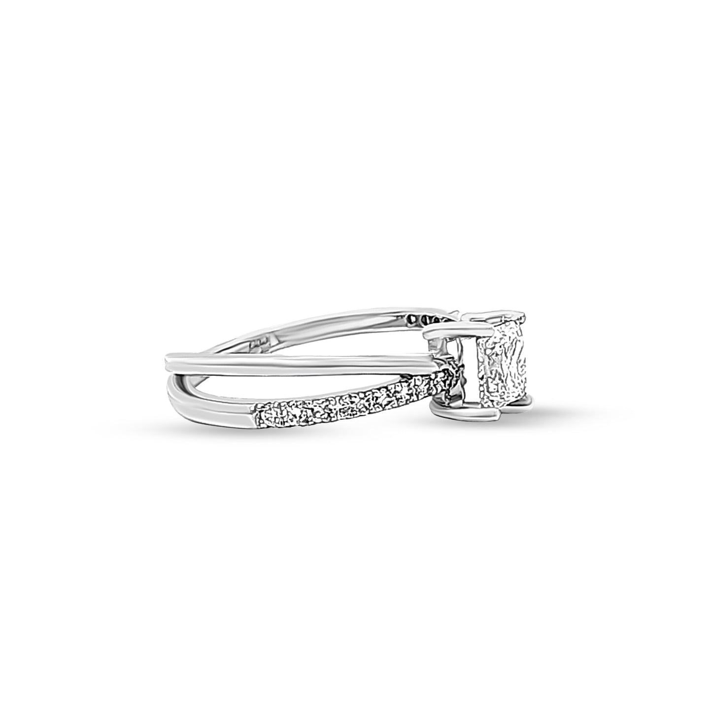 14K White Gold Split Shank Princess Cut Solitaire Diamond Ring