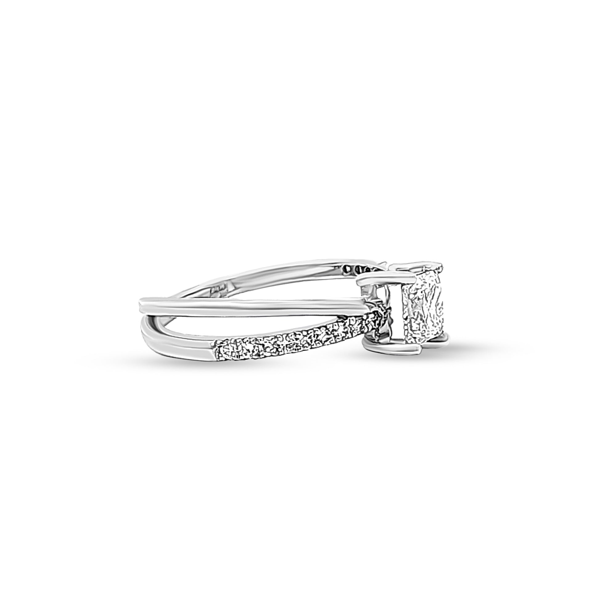 14K White Gold Split Shank Princess Cut Solitaire Diamond Ring