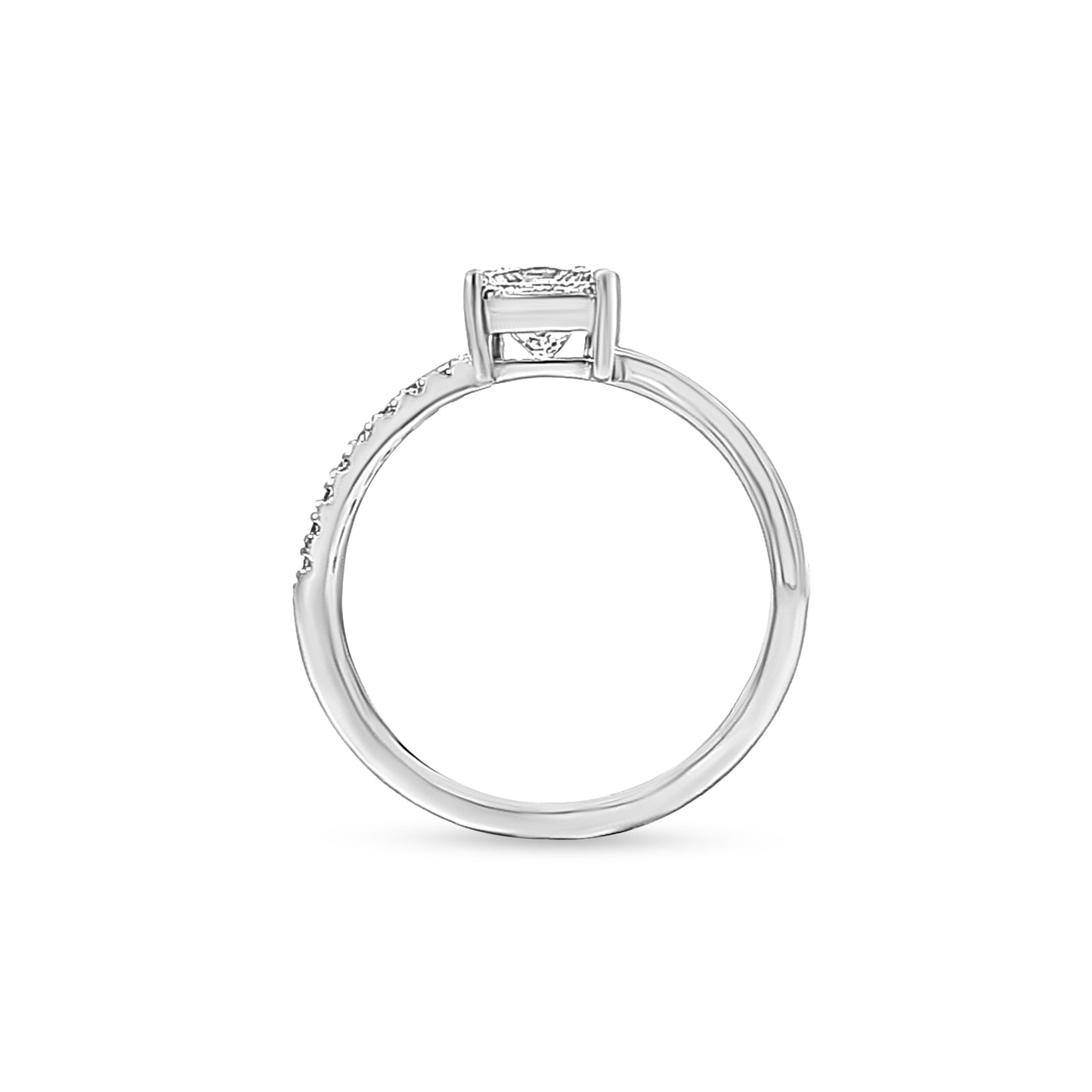 14K White Gold Split Shank Princess Cut Solitaire Diamond Ring